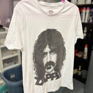 Frank Zappa silhouette portrait white Tshirt, UNISEX Size Medium